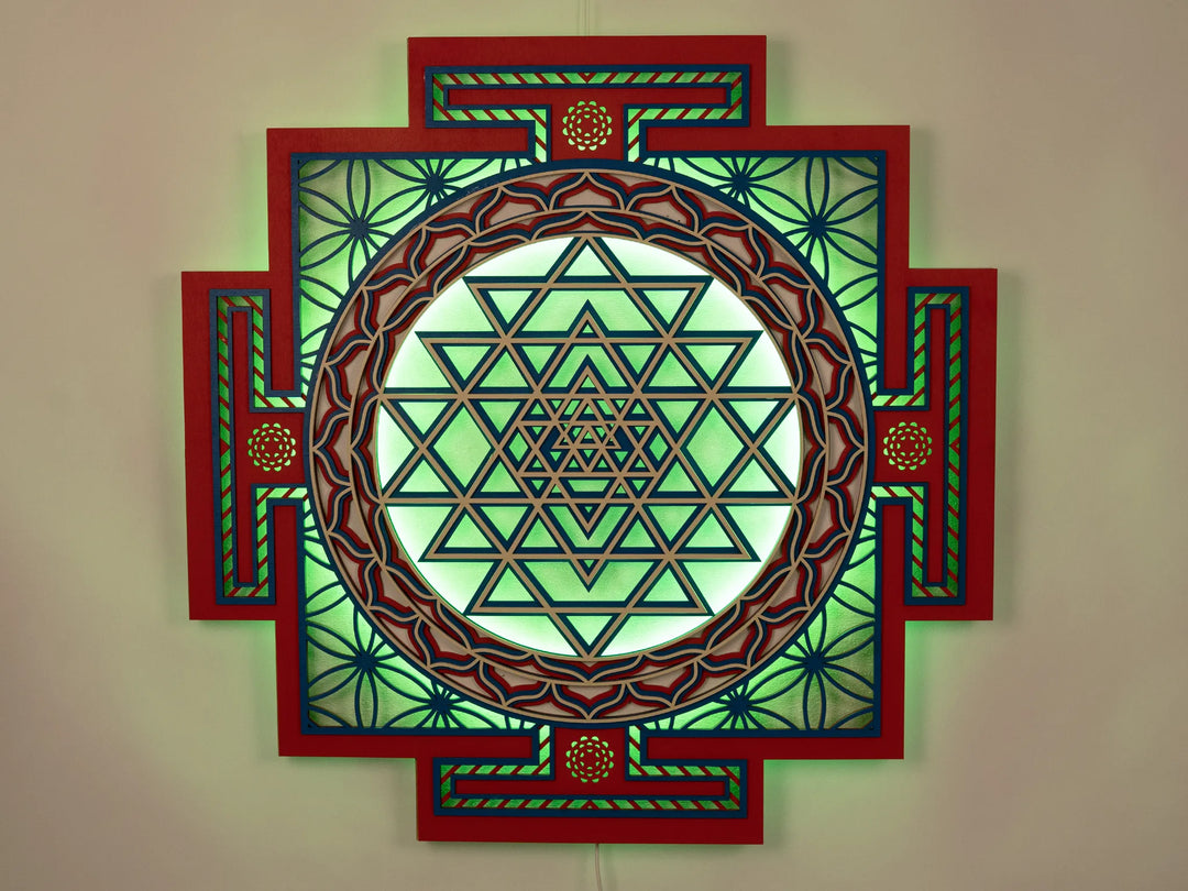Sri Yantra Glowing Mandala Wall Art