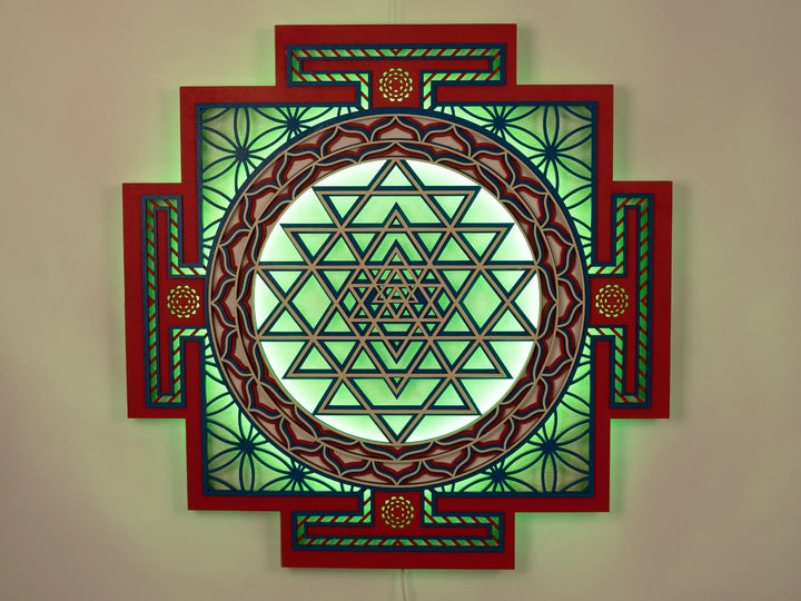 Sri Yantra Glowing Mandala Wall Art