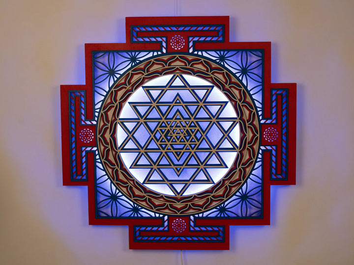 Sri Yantra Glowing Mandala Wall Art