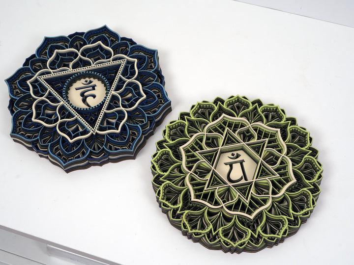 Chakra Mandala Set — 7 Wooden 3D Mandalas