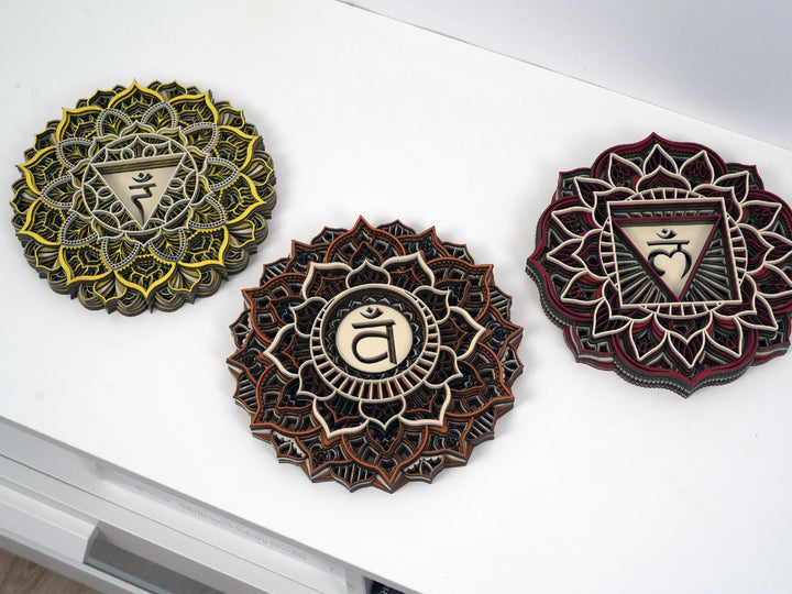 Chakra Mandala Set Wooden Wall Art