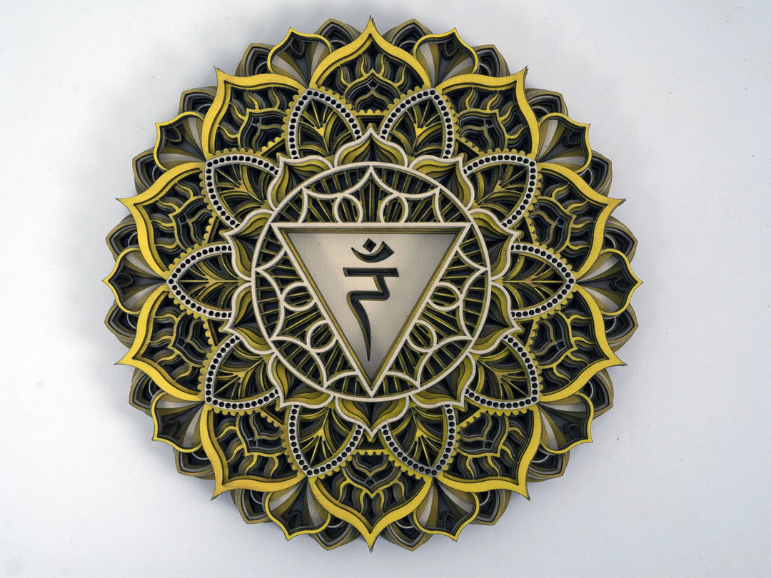 Solar Plexus Chakra Wooden Mandala Wall Art