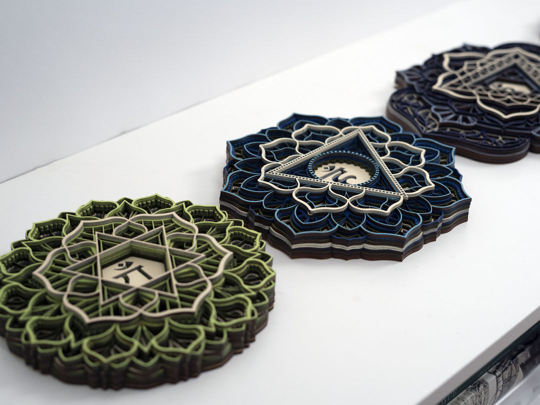 Chakra Mandala Set — 7 Wooden 3D Mandalas