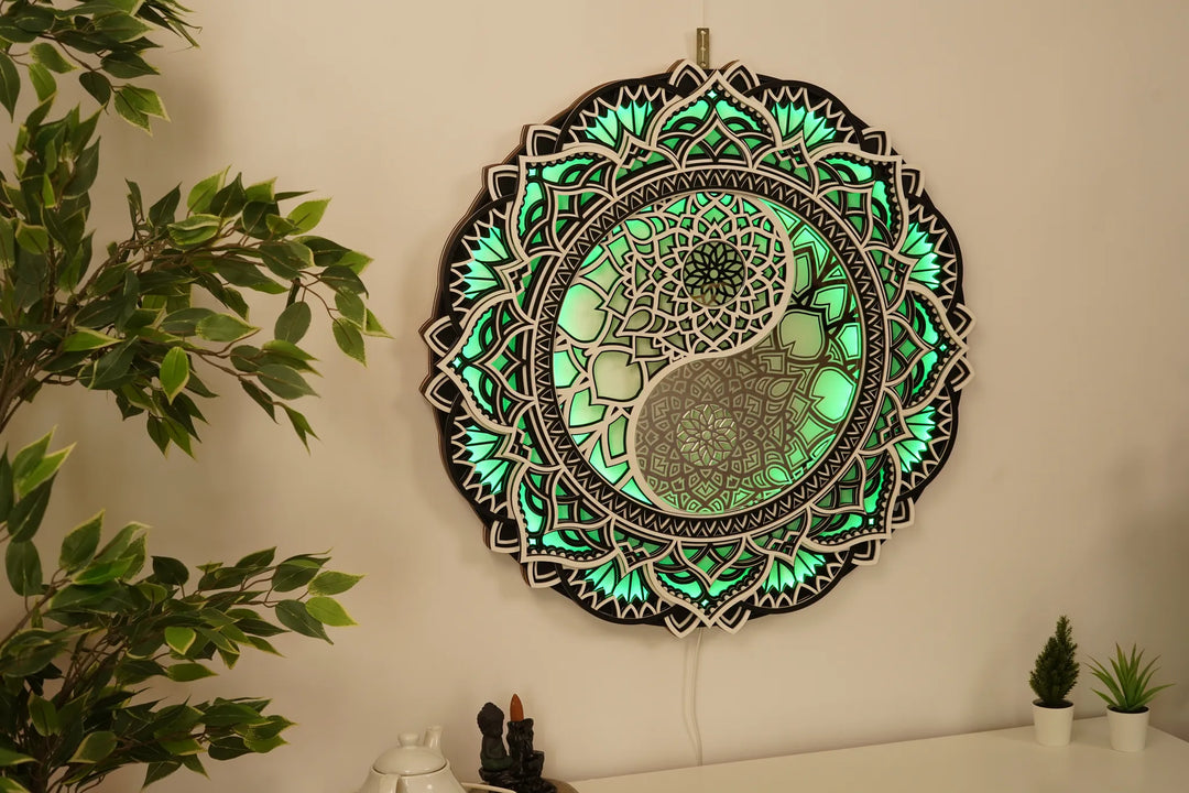 Yin Yang Glowing Mandala Wall Art