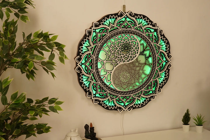 Yin Yang Glowing Mandala Wall Art