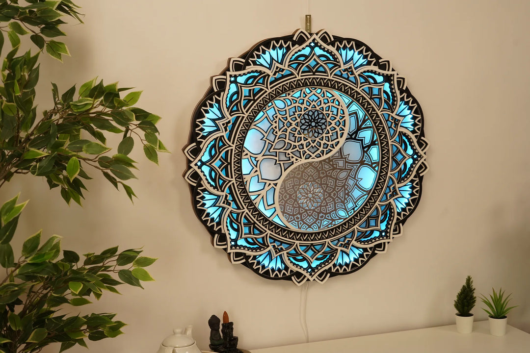 Yin Yang Glowing Mandala Wall Art