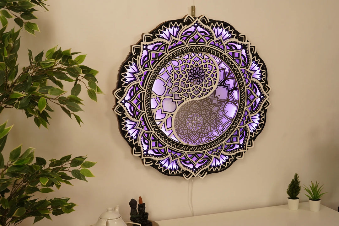 Yin Yang Glowing Mandala Wall Art