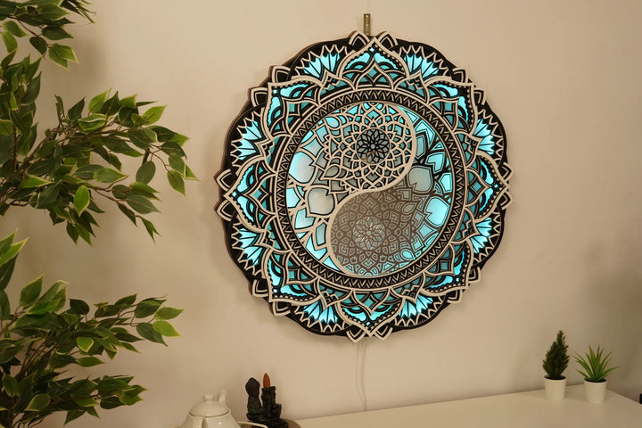 Yin Yang Glowing Mandala Wall Art