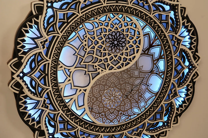 Yin Yang Glowing Mandala Wall Art