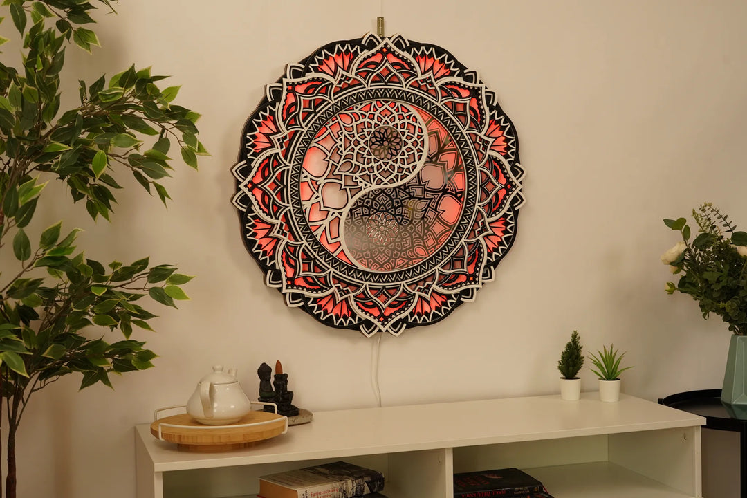 Yin Yang Glowing Mandala Wall Art