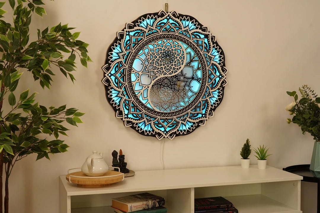 Yin Yang Glowing Mandala Wall Art