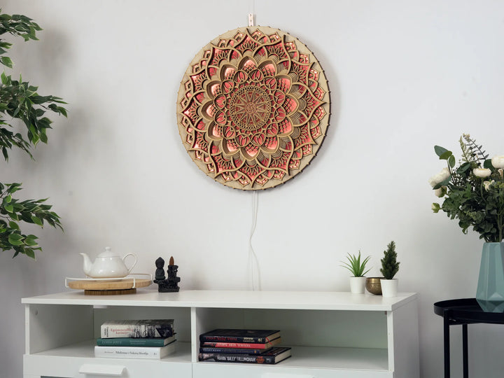 Sacred Geometry Glowing Mandala Wall Art