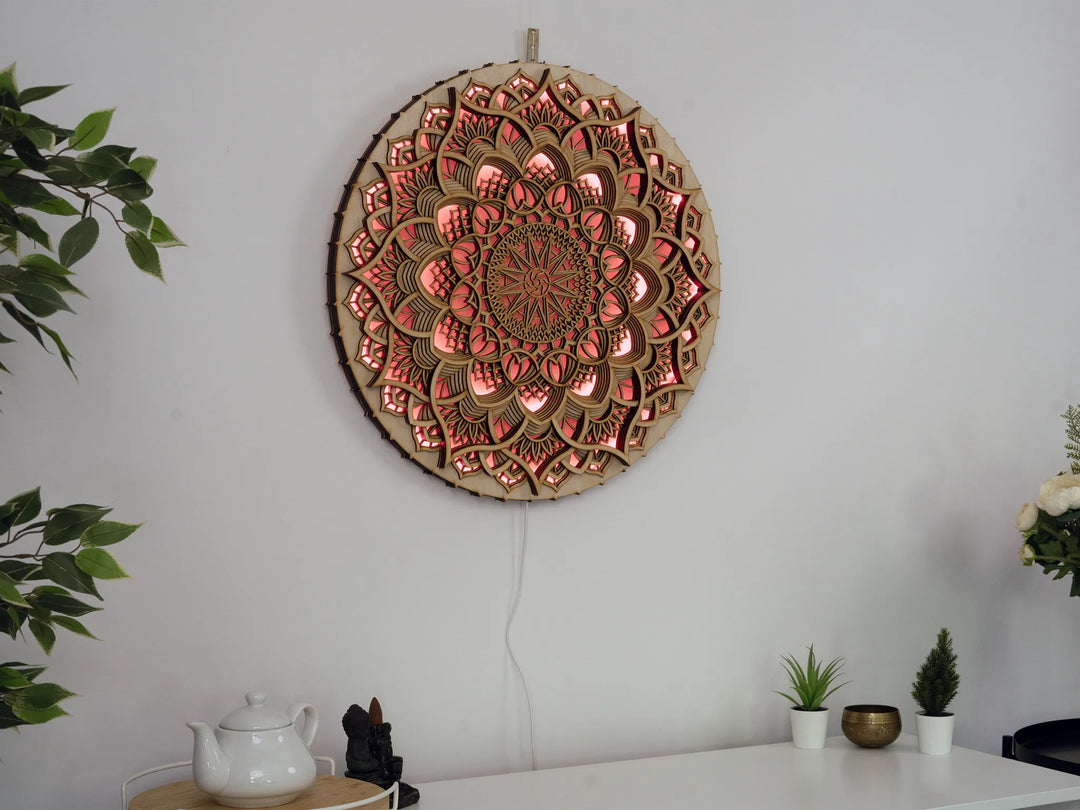 Sacred Geometry Glowing Mandala Wall Art