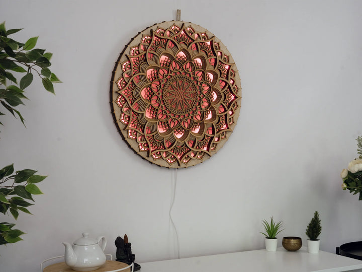 Sacred Geometry Glowing Mandala Wall Art
