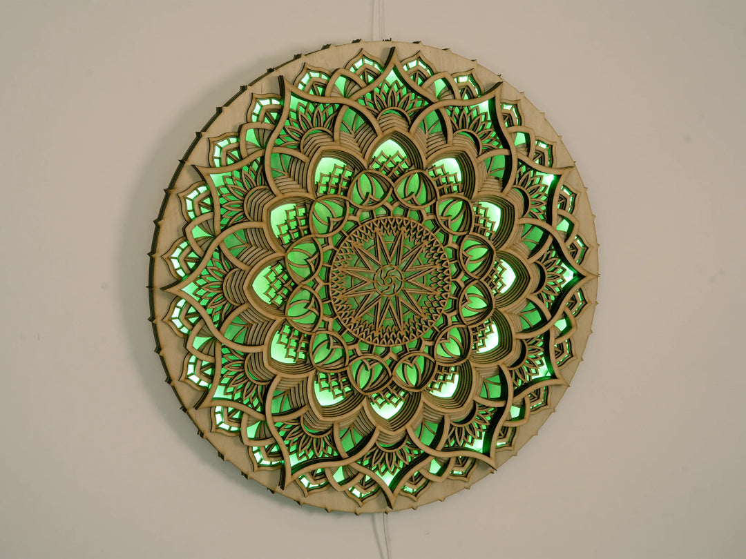 Sacred Geometry Glowing Mandala Wall Art