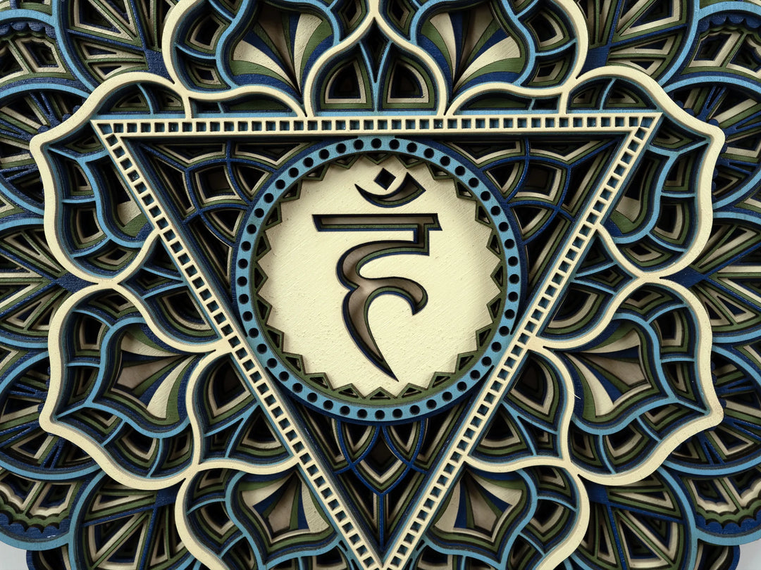 Throat Chakra Wooden Mandala Wall Art