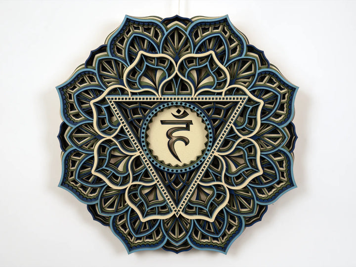Throat Chakra Wooden Mandala Wall Art