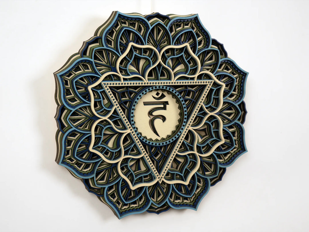 Throat Chakra Wooden Mandala Wall Art
