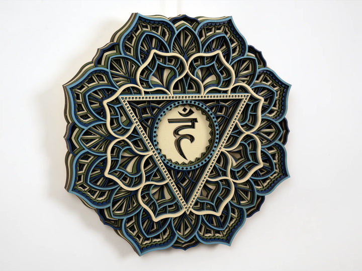 Throat Chakra Wooden Mandala Wall Art