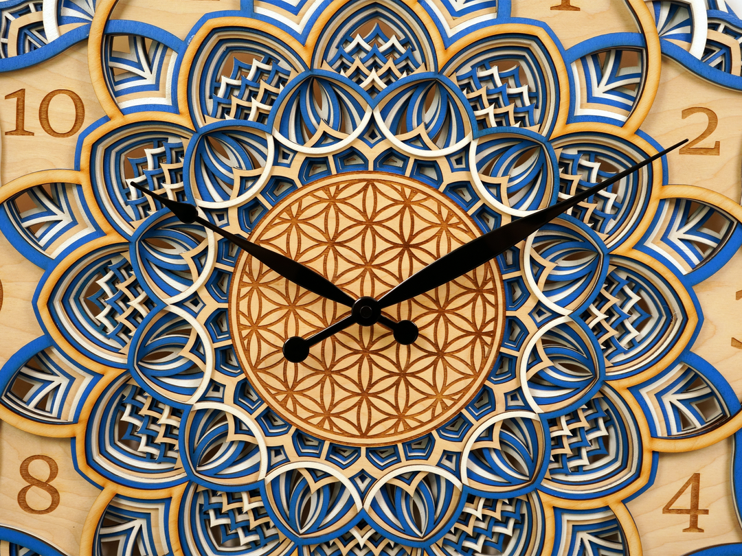 Wooden Clock Mandala Wall Art