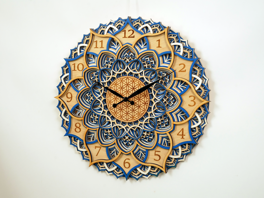 Wooden Clock Mandala Wall Art