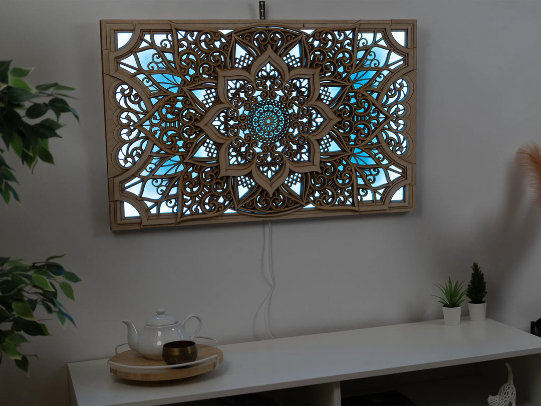 Wooden Mandala Glowing LED Wall Art
