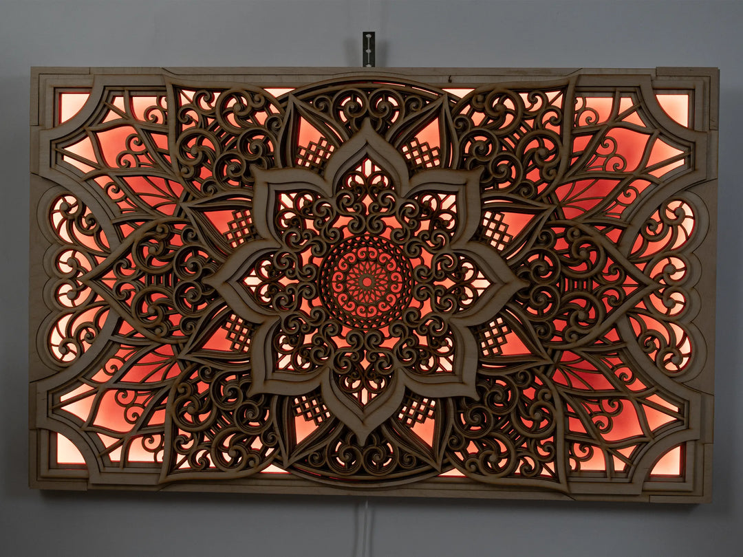 Wooden Mandala Glowing LED Wall Art