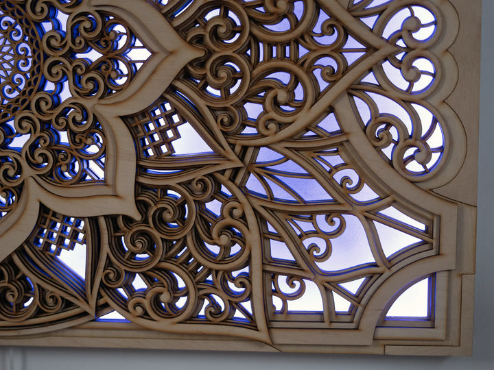 Wooden Mandala Glowing LED Wall Art