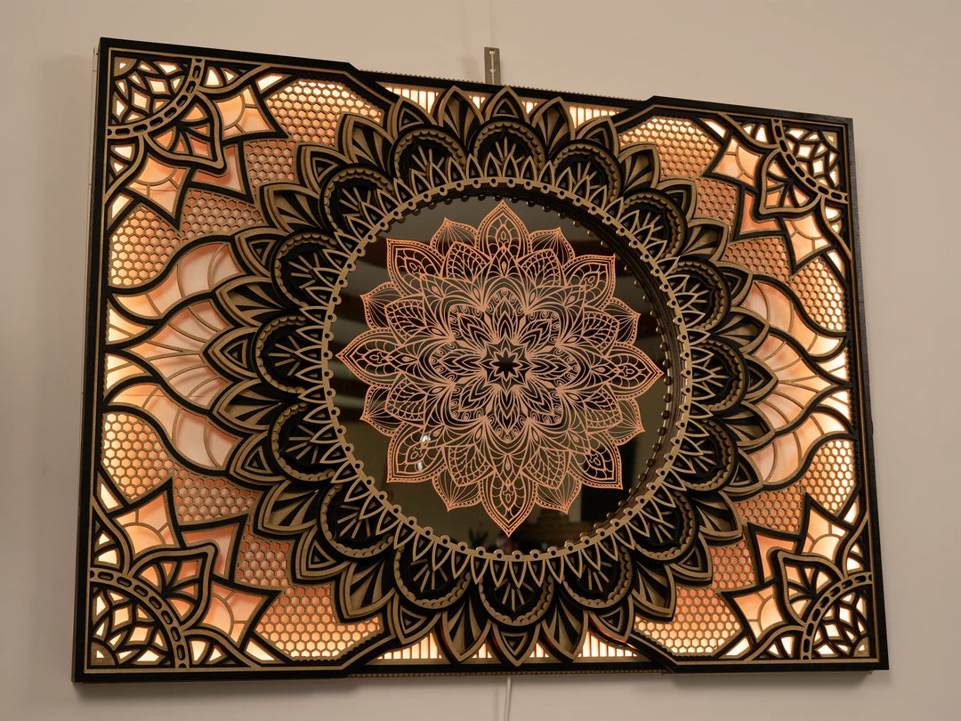 Blue Lotus Glowing Mandala Wall Art