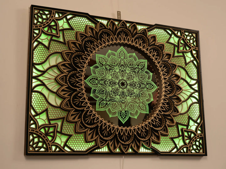 Blue Lotus Glowing Mandala Wall Art