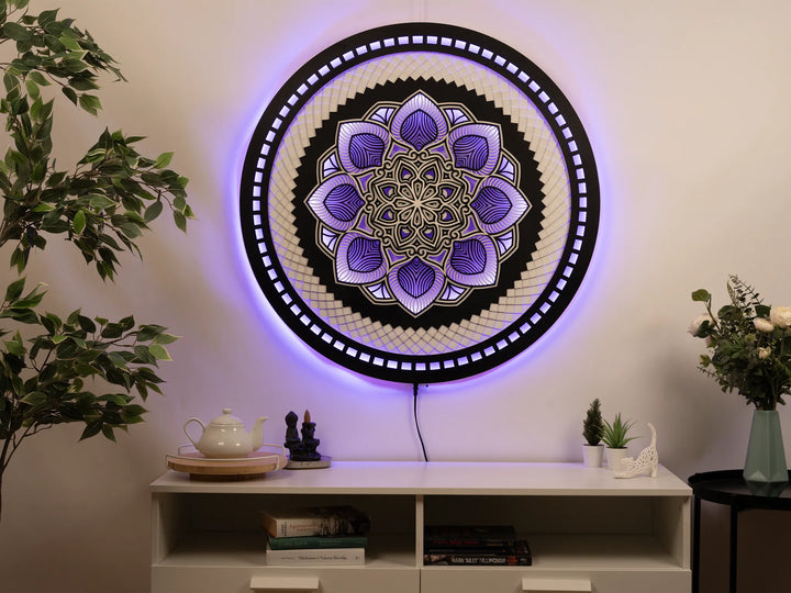 Flower Glowing Mandala Wall Art