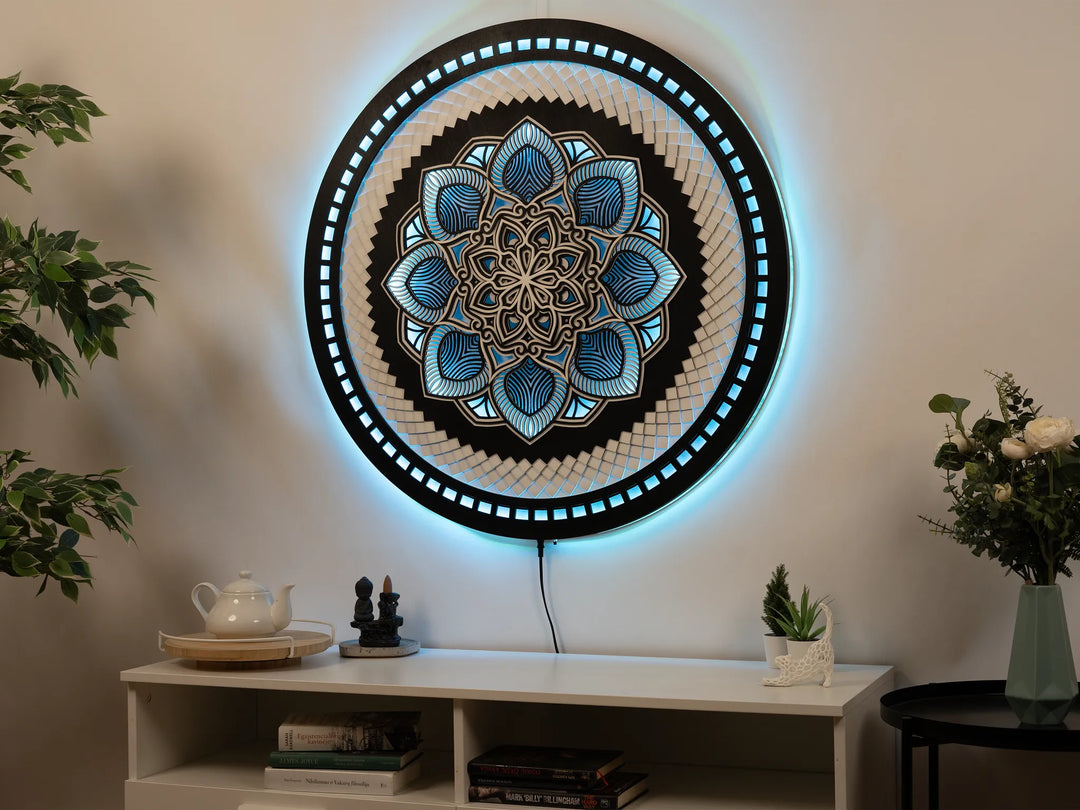Flower Glowing Mandala Wall Art