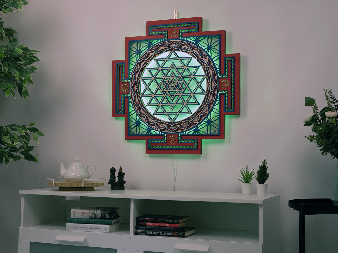 Sri Yantra Glowing Mandala Wall Art