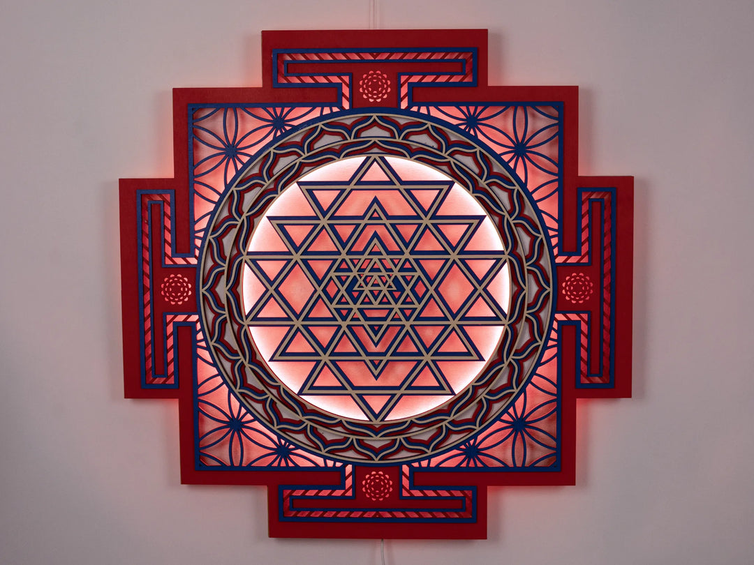 Sri Yantra Glowing Mandala Wall Art