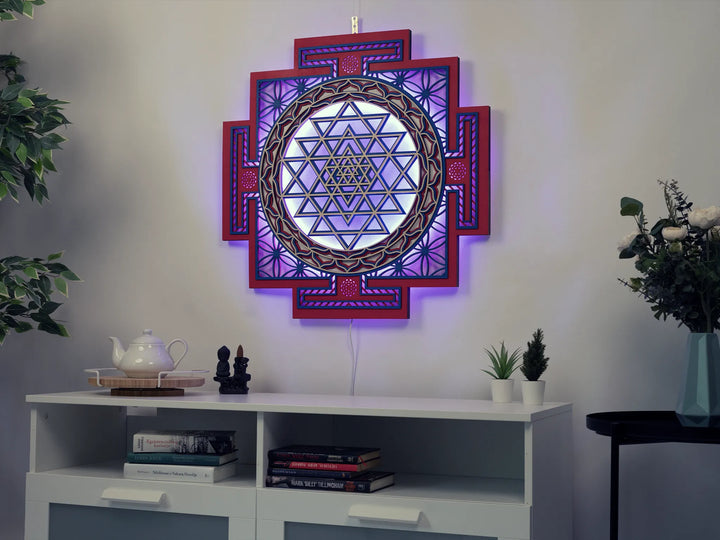 Sri Yantra Glowing Mandala Wall Art