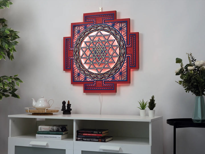 Sri Yantra Glowing Mandala Wall Art