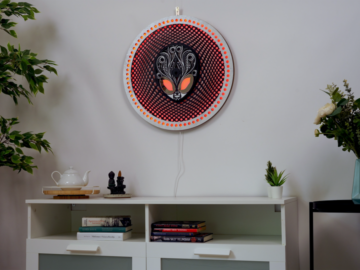 Alien Head Glowing Mandala Wall Art