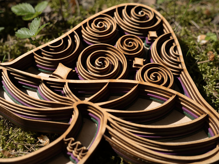 3D Mandala Wooden Mushroom Wall Decor, Psychedelic Spiritual Art