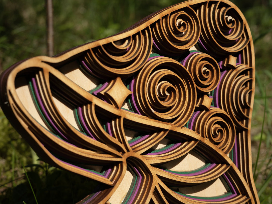 3D Mandala Wooden Mushroom Wall Decor, Psychedelic Spiritual Art