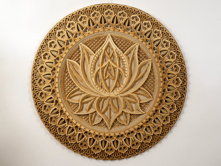 Lotus Flower Wooden Mandala Wall Art