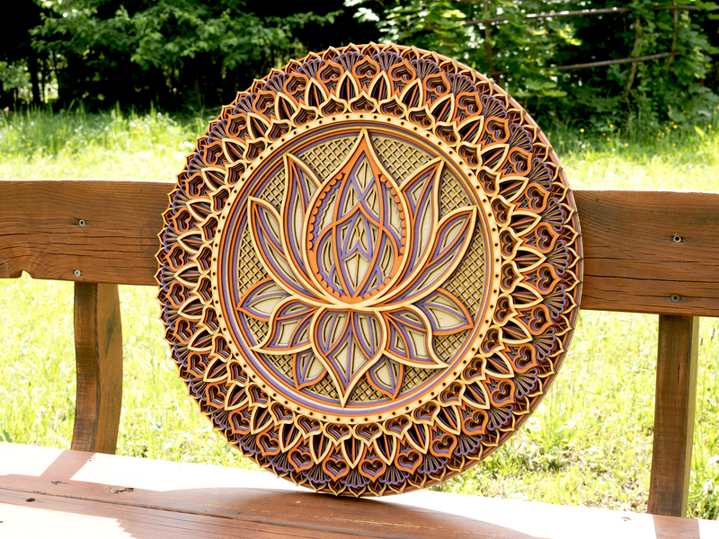 Lotus Flower Elegant Wooden Mandala
