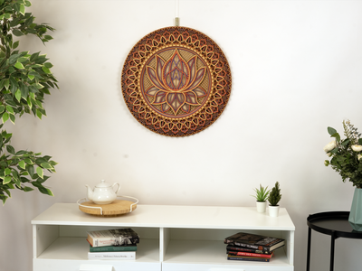Lotus Flower Elegant Wooden Mandala