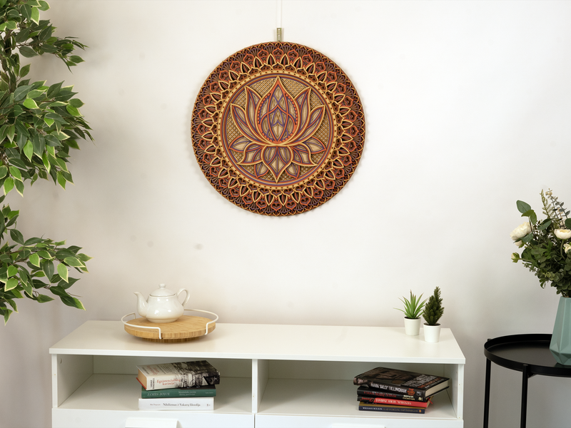 Lotus Flower Elegant Wooden Mandala