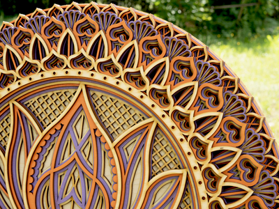 Lotus Flower Elegant Wooden Mandala