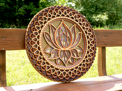 Lotus Flower Elegant Wooden Mandala