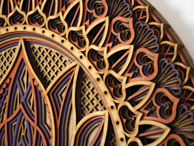 Lotus Flower Elegant Wooden Mandala