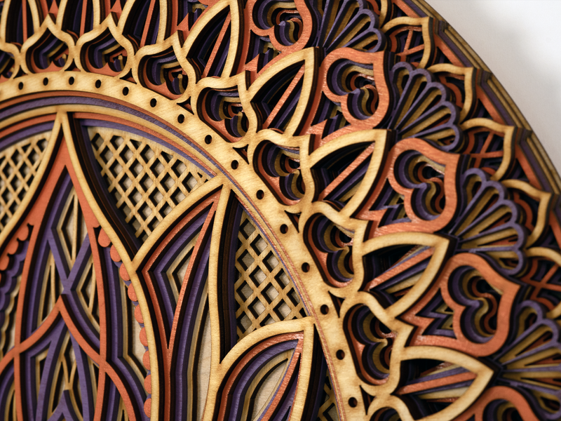 Lotus Flower Elegant Wooden Mandala