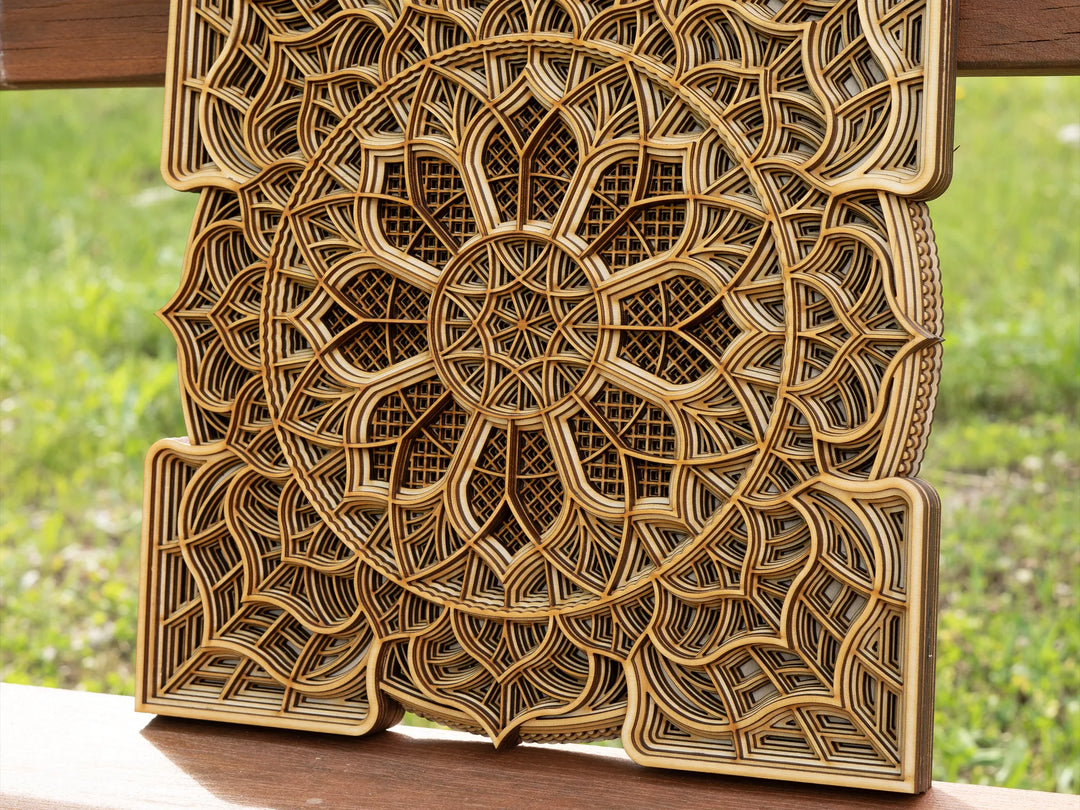 Wooden Square Mandala Wall Art