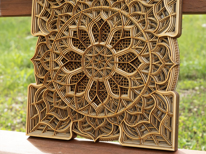 Wooden Square Mandala Wall Art