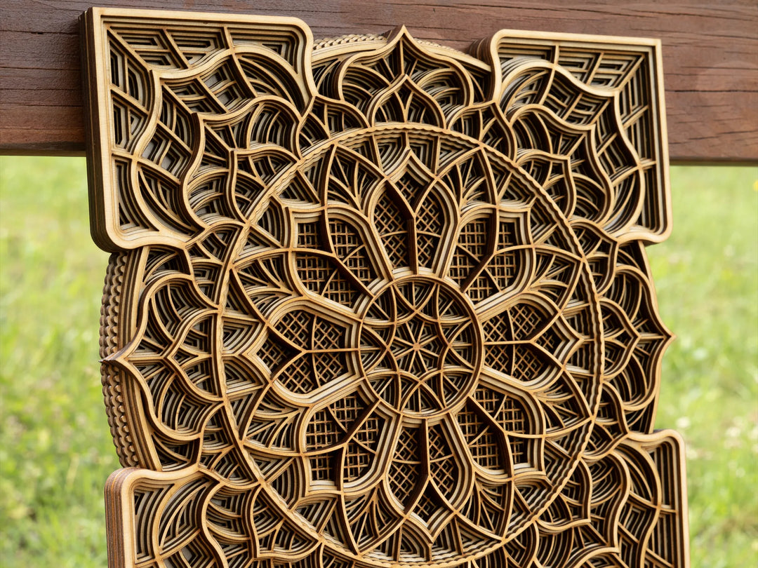Wooden Square Mandala Wall Art